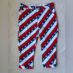 Royal and Awesome Patriotic Striped Golf Knickers with Stars Men Size 36